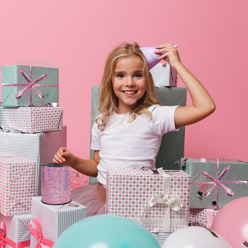 weizedm Pink Ribbon Metallic Balloon Curling Ribbon - Perfect for Parties, Weddings, and Crafts - Image 5